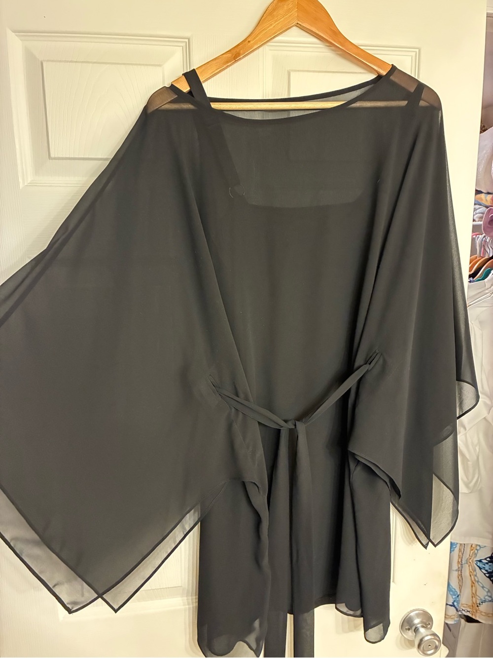 Chicos  2 Piece Chiffon Sheer Layered Top with Tank Style Dress